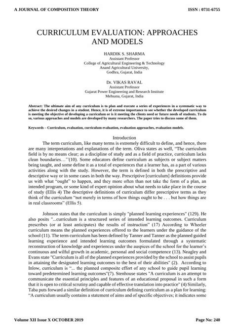(PDF) CURRICULUM EVALUATION: APPROACHES AND MODELS .